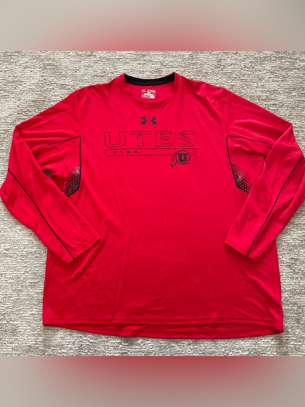 Utah Utes Under Armour HeatGear Shirt Mens Size 3XL Red Long Sleeve Loose Fit